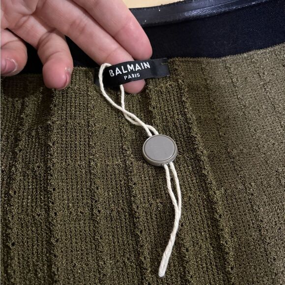 Balmain Off Shoulder Knit Dress Green - Picture 10 of 13